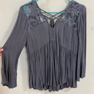 Blue Boho Flowy American Eagle blouse